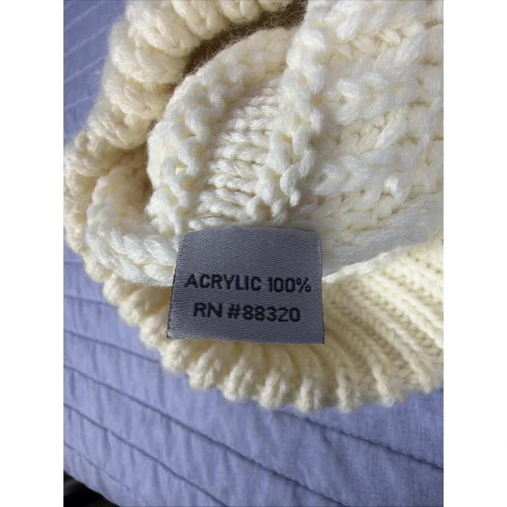 C.C Cream Ribbed Knit Beanie Womens Monogram 